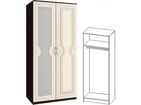 Шкаф Зара 2-х Створчатый МДФ со Штангой ЗШ-02 (1,0х2,02х0,5)/ Разные Цвета 