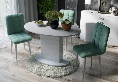 Стул Франк конус белый матовый / микровелюр аквамарин