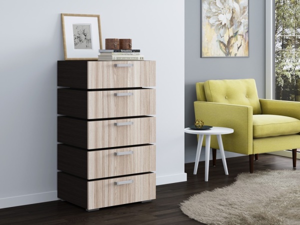 Комод Бергамо-7 Венге/Ясень Шимо Светлый ЛДСП (Ш-600/В-1085/Г-440мм)