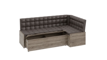 Скамья угловая со спальным местом «Форест» (Дуб Сонома трюфель/Кожзам коричневый