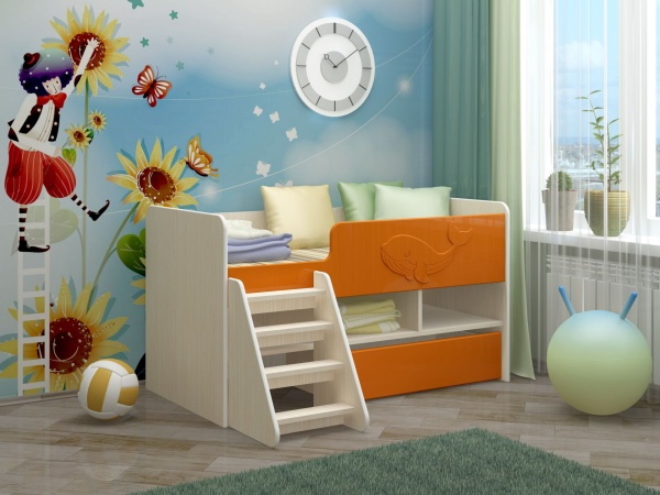 Кровать Юниор-3 МДФ 3 Д (Д-1430 х В-1100 х Г-800 мм/сп.место 1400 х  700 мм)Разные Цвета