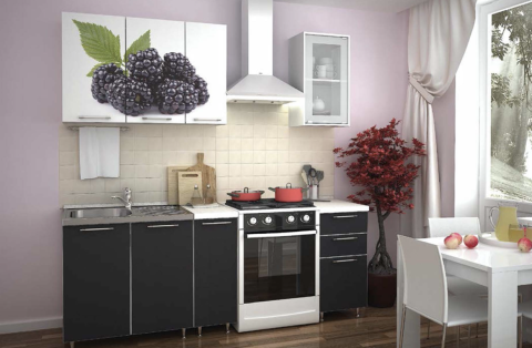 Кухонный Гарнитур Ежевика/Черный 1500 мм