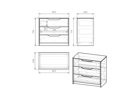Комод Rich дуб крафт золотой / мята / сумеречный голубой