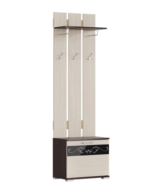 Вешалка с Тумбой Юнона-2 ВШТ-03 Венге/Дуб Молочный (Ш-600 х В-2036 х Г-358 мм)