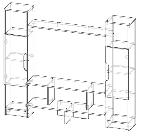 ТВ-Тумба №6 Венге/Дуб Молочный (Ш-1600 × В-1360 × Г-301 мм)