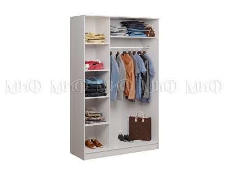 Шкаф 3-х Створчатый Афродита-1 МДФ Белый/Белый Глянец Ш-1350хВ-2116хГ-540 мм